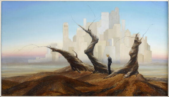 Painting, The City, 1936. Virginia Berresford (American, 1904–1995), New York City, oil on canvas. The Wolfsonian–FIU, Miami Beach, Florida, The Mitchell Wolfson, Jr. Collection, TD1988.137.1