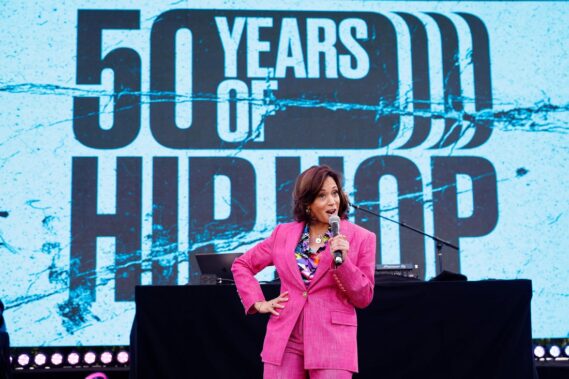 WASHINGTON, DC - SEPTEMBER 09: U.S. Vice President Kamala Harris speaks on stage during the 50th Anniversary of Hip-Hop Celebration Presented by the Recording Academy's Black Music Collective and Vice President Kamala Harris at Vice President's Residence on September 09, 2023 in Washington, DC. (Photo by Tasos Katopodis/Getty Images for The Recording Academy)