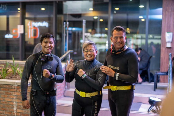 Celso “Hobie” Laviña (Open Water Scuba Instructor), Gigi Santos (Master Diver) and Jan Edöcs (DOXA)
