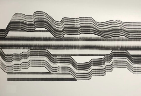 Jacopo Cececarelli , “The Disintegration of the Loops", 2019, mixed media on canvas, 67 x 70", 170 x 178 cm.
