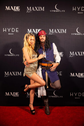 Corinne Olympios showed some skin as she and Johnny Bananas attended the official MAXIM 2023 Halloween Party presented by MADE Special and VIP Nightlife, at HYDE Beach on Saturday, October 28th in Miami, FL.