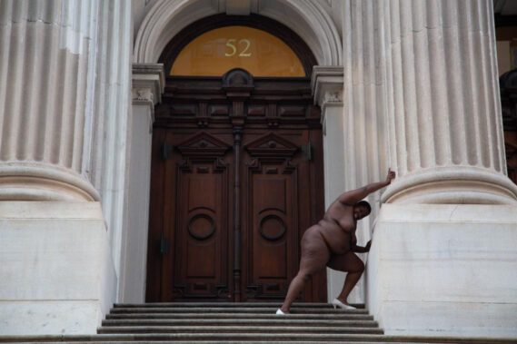 Nona Faustine (born Brooklyn, NY, 1977). They Tagged the Land with Trophies and Institutions from Their Rapes and Conquests, Tweed Courthouse, NYC, 2013. Pigment print, 50 × 60 in.(127 × 152.4 cm). Courtesy of the artist and Higher Pictures. © Nona Faustine