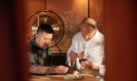 L to R: Chef Reiji Yoshizawa & Chef Michaël Michaelidis (Photo Credit: MILA Omakase)
