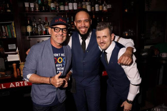 Maestro Cantinero and Founder of Cafe La Trova, Julio Cabrera, is all smiles with LPM Bar staff member Jonathon Smith and Head Bartender Barna Jeremias.