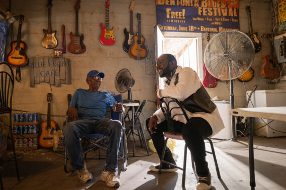 Pictured from Left to Right, Jimmy “Duck” Holmes and Host, Nicco Annan; Photo Credit: Parrish Lewis