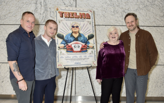(Photo credit: Gregg DeGuire/JanuaryImages) (LOS ANGELES, CA - MAY  21: (L-R) Clark Gregg, Fred Hechinger, June Squibb and Josh Margolin attend the THELMA screening at CAA on Tuesday, May 21, 2024 in Los Angeles, CA)
