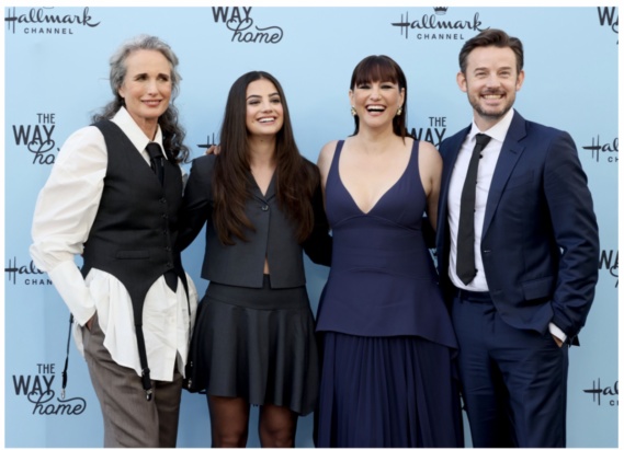 ((L-R) Andie MacDowell, Sadie Laflamme-Snow, Chyler Leigh and Evan Williams attend Hallmark Channel’s “The Way Home” Season 2 Emmys FYC Screening and Panel on May 8, 2024, at the Saban Media Center in North Hollywood, CA. (Photo by Rodin Eckenroth/Getty Images for Hallmark Media))