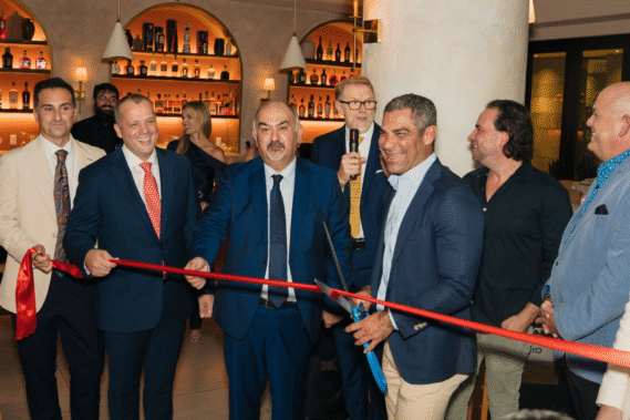 From left to right: Angelin Kometa, Michele Mistò, Graziano Sbroggio, Miami Mayor Francis Suarez, Andrew Falsetto and Curtis Crider