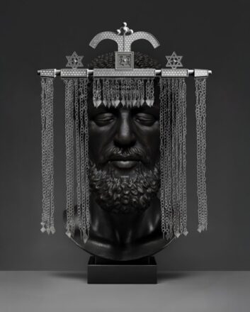Yatreda, Twenty-First Century Akodama, 2025. Digital artwork by the artist paired with silver sculpture by Asprey Studio.Courtesy of the artist and Asprey Studio