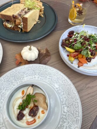 Thanksgiving Spread - Sandwich, Soup, Salad