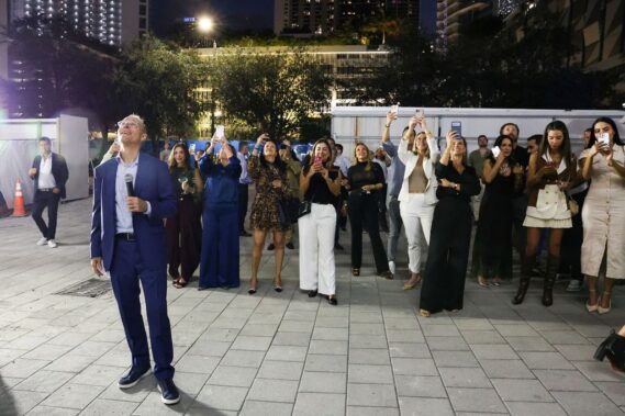 On Tuesday, December 2, Naftali Group welcomed guests to JEM Private Residences’ sales gallery for an exclusive Art Basel preview of its newest installation. The evening featured an exclusive look at JEM Private Residences’ custom-built “JEM,” created to honor and celebrate Miami’s art scene, and guests witnessed the installation’s ascent into the Miami skyline while enjoying hors d’oeuvres and cocktails. The moment was a true fusion of art, architecture and design, underscoring Naftali Group’s commitment to innovation. (Credit: BFA)