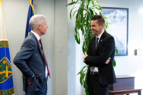 U.S. Secretary of Energy Chris Wright (left) and NASA Administrator Jared Isaacman (right) meet at the Department of Energy headquarters in Washington on Jan. 8, 2026.Credit: NASA/John Kraus