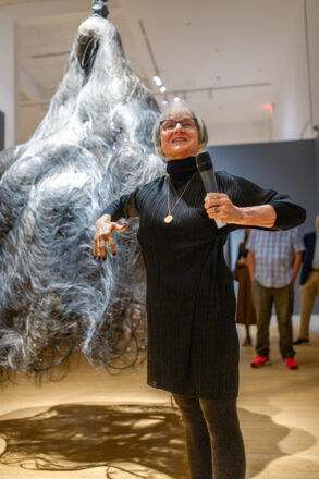 Petah Coyne with one of her sculptures at the Lowe Art Museum