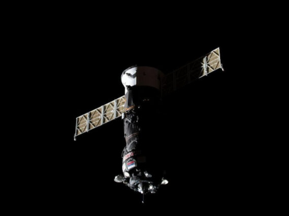 The Progress 92 cargo spacecraft, carrying nearly 3,000 pounds of food, fuel, and supplies for the Expedition 73 crew, approaches the International Space Station in July 2025 before docking to the Poisk module. Credit: NASA