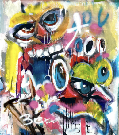 Crome, Sticky Sweaty, 37 x 30”, Mixed Media on Paper, 2025