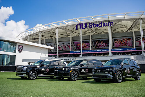 Hyundai’s 2026 Palisade, Santa Fe and Tucson are pictured Tuesday, June 23, 2026, at Nu Stadium in Miami. Hyundai is the Official Mainstream Automotive Partner of Inter Miami CF.